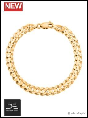 14K Gold Plated Over Solid 925 Sterling Silver Italian Curb Link Bracelet